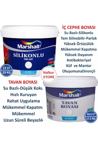 Marshall Özel Mat Duvar Boyası 15Lt=20Kg+Silikonlu-Tam Silinebili (280416038)