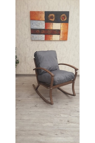 Emideco Demonte Ahşap Sallanır Koltuk Sandalye  Bahçe Salon Koltuğu