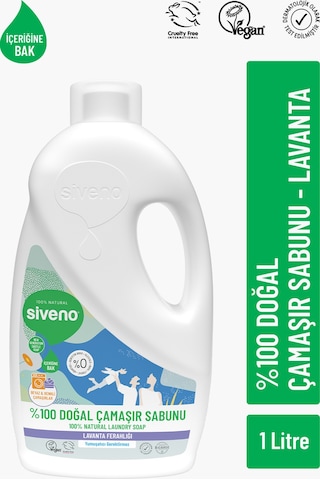Siveno %100 Doğal Çamaşır Sabunu Lavanta Yağlı Kendinden Yumuşatıcılı Bitkisel Deterjan Vegan 1000ml 1 L