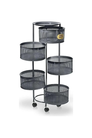 5 Katlı Açılır Kapanır Paslanmaz Metal Sebzelik Yükseklik 94 Cm - Antrasit Çok Renkli