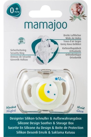Mamajoo Tekli Desenli Emzik & Renkli Saklama Kutusu 0 Ay+ Gece Mavi