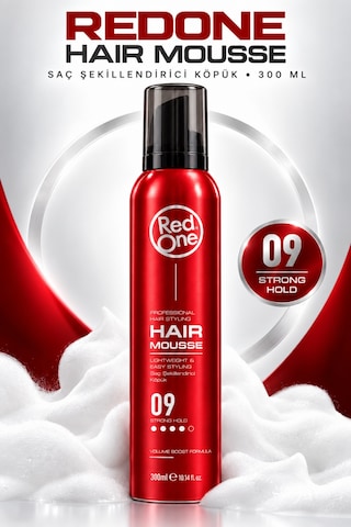 Redone Profesyonel Hair Styling Mousse Strong Hold No:9 & Kolay Şekillendirme, Güçlü Ve Esnek Tutuş 300 Ml