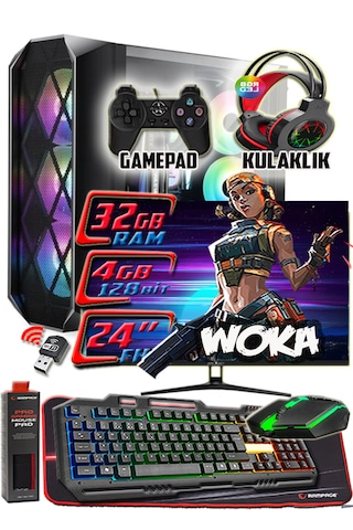 Warbox Woka i3-6100 32 GB 256 GB SSD + 250 GB HDD 4 GB R7240 W10P Masaüstü Oyuncu Bilgisayarı