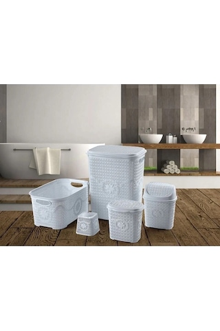 Çeyiz Seti Rattan 5 Parça Örgülü Çeyiz Seti Çok Renkli