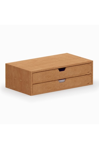 Desna İki Katlı İki Çekmeceli Dolap - Kiraz 34 Cm Uzunluk X 19 Cm Derinlik X 10.8 Cm Woodsaka Doğal Ahşap