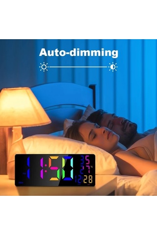 Wangxi 1 Adet 16 İnç Büyük Dijital Duvar Saati Siyah Rgb Alarm 4 Seviye Parlaklık Uzakt Siyah