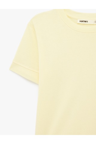 Koton Slim Fit Kısa Kollu Bisiklet Yaka Basic Tişört Sarı 6sak50400ek