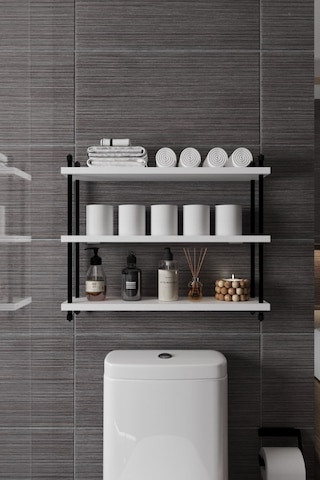 İnci Klozet Arkası Banyo Düzenleyici, Klozet Üstü Raf 60 Cm Beyaz
