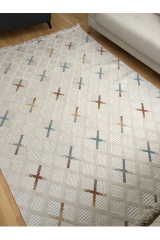 Luxess Halı Dizayn 1100 Multi Renkli İskandinav Bohem Tarzı Desen Hav Vermez Tozumaz Modern Halı Renkli