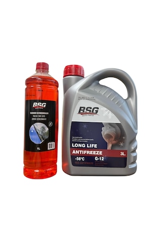 Kırmızı G12 Organik Antifriz -56 Derece 3 Litre Ve Konsantre Cam Suyu 1 Litre Takım Seti
