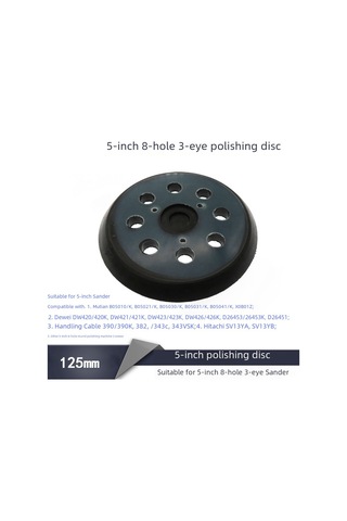 Dofolink 5 İnç Elektrikli Zımpara Diski, 8 Delikli Ve 3 Gözlü Tasarım, Otomatik Yapışkan Kadife Zımparası İle Dayanıklı Taç