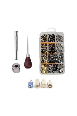 75 adet 15mm Kutulu Paslanmaz Çıtçıt Yapım Seti - Aparatlar, Biz