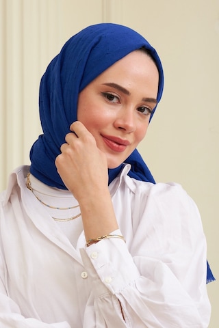 Bambu Şal Tesettür, Pamuklu, Hafif, Rahat, Şık, Yüksek Kalite, Hijab, Shawl, Original, Lux Saks Mavi