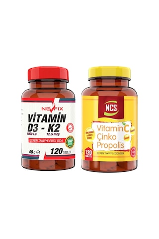Vitamin C Çinko Propolis 120 Tablet & Vitamin D3-k2 120 Tablet