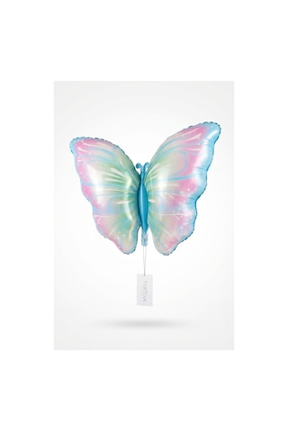 Pembe Mavi Kelebek Folyo Balon 82x52 Cm Kelebek Temalı Doğum Günü Parti Süsü Çok Renkli