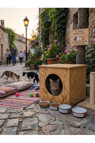 Osb Kedi Ve Küçük Köpek Evi Kübik