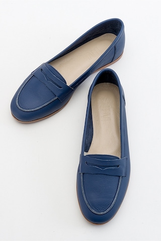 Luvishoes F02 Lacivert Cilt Kadın Babet Lacivert