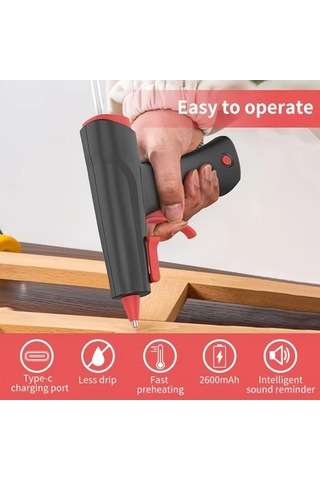 Honeybeeshop Siyah 2600mah Kablosuz Sıcak Tutkal Tabancası Taşınabilir Şarj Edilebilir Lityum Pil Dıy El Sanatları Okul Projeleri