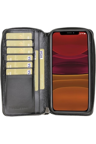 Bouletta Apple Iphone 12 Pro Max Uyumlu Deri Fermuarlı Cüzdan Kıl (492307194)