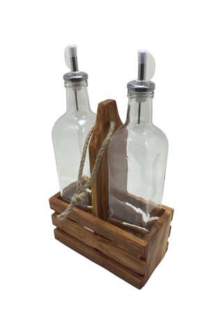 Ahşap Doğal 2li Set Yağdanlık Ve Sosluk Takımı Set Kiraz 1 Set Ahşap