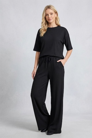 Fit Women Fitilli Kısa Kollu Takım 4457 Siyah