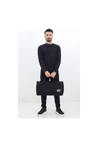 Probag Siyah Spor Ve Seyahat Çantası Ayakkabı Bölmeli, Su Geçirmez, Omuz Askılı Antrenman Çantası Siyah