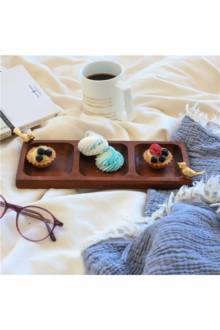 Akayev Ahşap 3 Bölmeli Altın Kuş Sunumluk