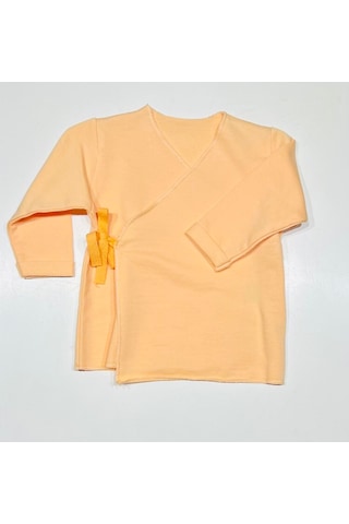 Unisex Bebek %100 Organik Pamuklu Yenidoğan Bebek 2'li İç Zıbın Turuncu