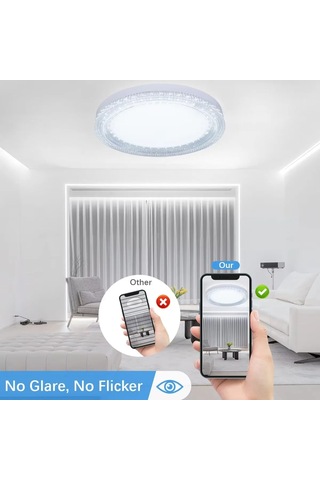 Modern Led Tavan Işığı Kristal Yuvarlak Ev Enerji Tasarruflu Beyaz