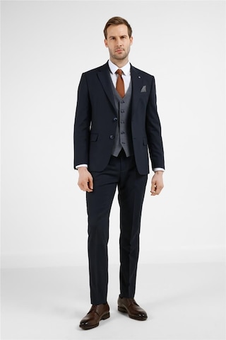 İmza Lacivert Mono Yaka Kazayağı Desen 6 Drop Slim Fit Takım Elbise 1001255173 Lacivert