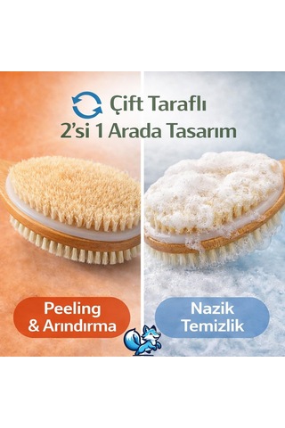 Sırt Ve Vücut Temizleme Fırçası - 2 Taraflı Sert & Yumuşak Lifli, Bambu Uzun Saplı 43cm , Ölü Deri Ve Gözenek Temizleyici, Pürüzsüz Ve Canlı Cilt İçin İdeal