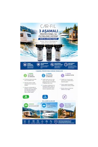 Car-fil Karavan, Tekne & Tiny House Su Deposu Mobil Dolum Filtresi 4 Fonksiyonlu Tortu, Klor Ve Kireç Önleyici