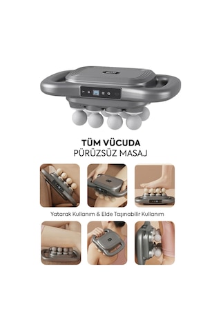 Walke Premium Isıtmalı Çok Başlıklı Elektrikli Tüm Vücut Masaj Aleti V-01 Gri