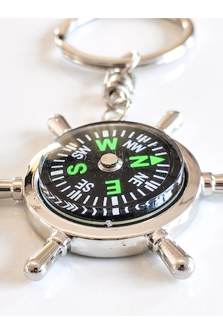 Moncuk Design Çalışır Pusula Metal Anahtarlık