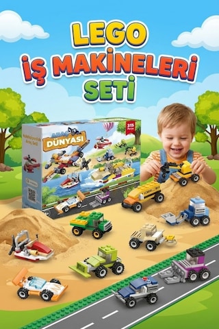 315 Parça 12+2 Araca Dönüşebilen İş Makineleri Ve Araçlar Yapı Blok Seti - Eğitici Oyuncak