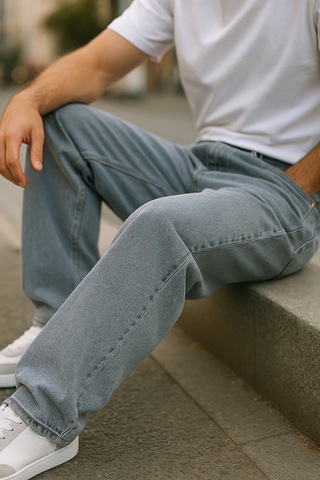 Cedy Denim Yüksek Kalite Baggy Fit Jean Leon Yüksek Bel Bol Kesim Kot Pantolon C352 Açık Gri
