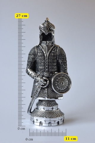 Fetih Zırh Ayetel Kürsi Biblo 11x27 Cm Orta Boy Gümüş Renk Metal Dekoratif Aksesuar Gri