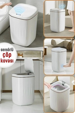 Akıllı Teknolojik Çöp Kutusu Uv Işıklı Otomatik Aç Kapat Sensörlü Mutfak Banyo Ev 20l Çok Renkli