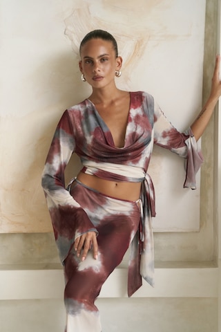 Mai Collection Mai Studios Co. Pnaisyonist Uzun Kol Bordo Crop Etek Takım Bordo