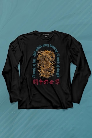 Dragon Japanese Urban Drake Ejder Japonca Uzak Doğu Uzun Kollu Tişört Baskılı T-shirt 001