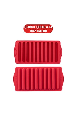2 Li Silikon Kalp Ve Çubuk Kalıbı Seti, Kalp + Çubuk Buz Çikolata Sabun Silikon Kalıbı Seti Bpa Free Kırmızı