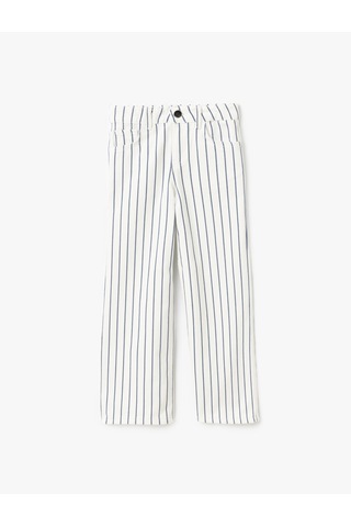 Koton Pamuklu Çizgili Bol Paça Denim Pantolon Lacivert Çizgili 5skg40068ad 7s2 Lacivert