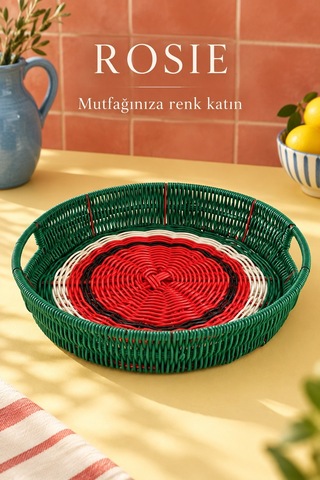 Rosıe Karpuz Desenli Yuvarlak Servis Tepsisi 32 Cm Karışık