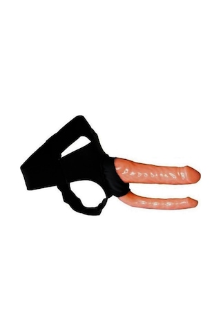 Erofoni Yeni Nesil Çift Taraflı Belden Bağlamalı 18 CM İkili Çatal Dildo Strapon Takma Penis