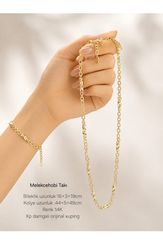 Melekcehobi Takı - Orijinal Xuping 14k Altın Kaplama Burgu Kolye & Bileklik İkili Takı Seti Gold