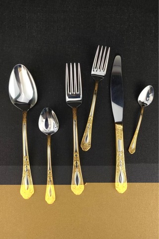 Haven 72 Parça Çelik Çatal Kaşık Bıçak Seti Gold