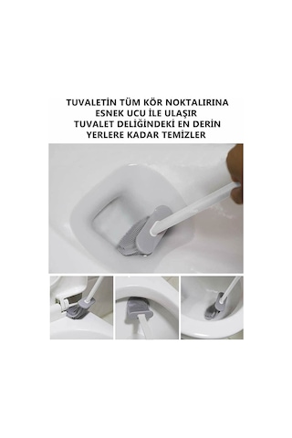 Silikon Tuvalet Fırçası Bükülebilir Silikon Wc Klozet Fırçası Beyaz