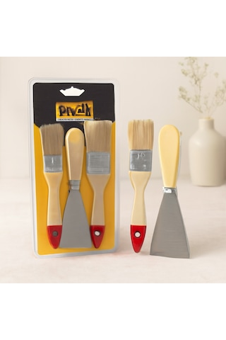 Boyacı Seti 3 Parça 50 Mm Spatula + 2 Kestirme Fırça
