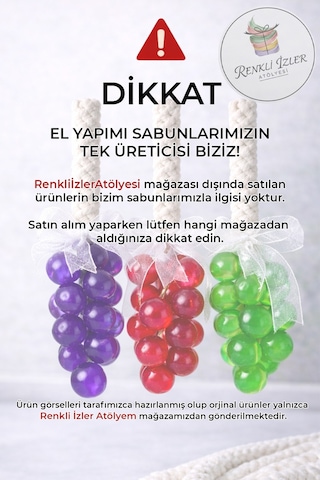 El Yapımı Üzüm Salkım Sabun İkili Set Kırmızı-mor Kurdelalı Karışık Meyve