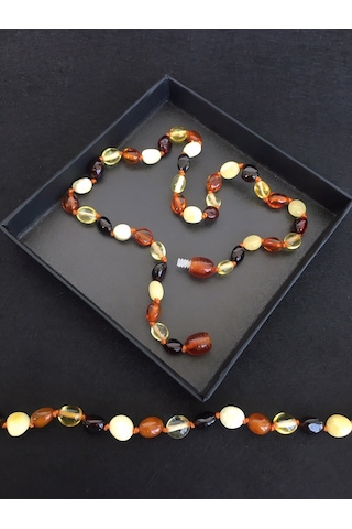 İpek Kehribar Hakiki Baltık DaMLa Kehribar Kolye Bebek Kolyesi Diş 0-3 Yaş